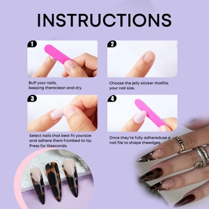 Detail guide showing stiletto leopard print nails application with silver beads
