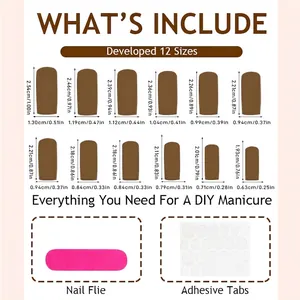Kit d'ongles rouges à paillettes de Noël avec guide des tailles et outils de pose