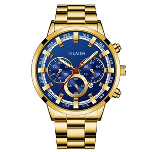Men Chronograph Wristwatch Alloy Band Sub Dials Date Display Business Sport Fashion Quartz Watch