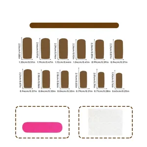 Size guide for French Christmas short press-on nails with nail file and adhesive tabs