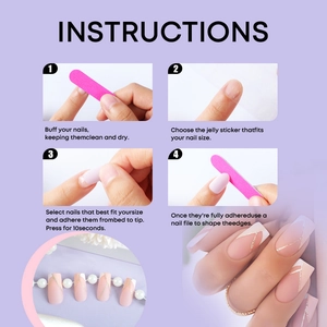 Instructions étape par étape pour poser des faux ongles French pailletés avec adhésifs