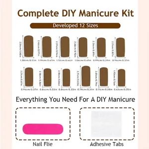Tableau des tailles pour faux ongles léopard French avec 12 tailles et kit complet