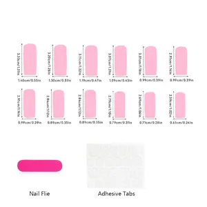 Size chart for leopard French press-on nails with 12 sizes and application tools