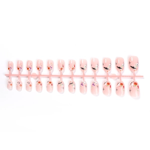 Halloween press-on nails set with pumpkin and ghost patterns on 24 pieces over white background