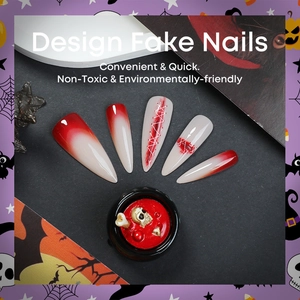 3D-gradiënt Halloween stiletto kunstnagels met bebloede handbeschilderde wonden