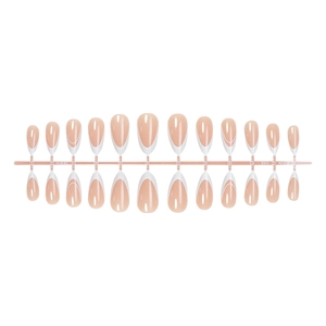 24pcs French tip almond press on nails with nude pink base and white edges