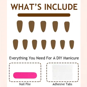 Press on nails kit sizing guide with 12 sizes and accessories including nail file and glue