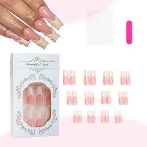 Détails de faux ongles 3D roses avec boîte cadeau blanche et kit d'accessoires