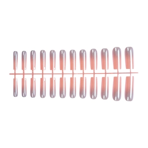 Pink cat-eye press-on nails in long coffin shape with silver magnetic gradient effect