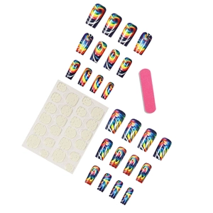 Buntes Spiralmuster Press-on Nägel Set mit 24 Stück und Nagelwerkzeug Zubehör