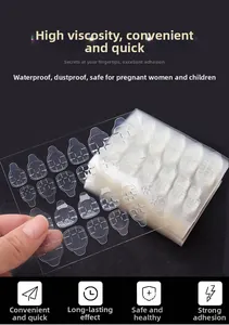 Détail des languettes adhésives transparentes imperméables pour faux ongles