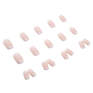 Unghie finte corte french manicure rosa nude e bianco, set completo in varie misure