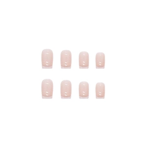 Unghie finte French manicure bianche classiche con base rosa nude e finitura glitterata