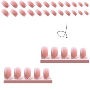 Unghie finte French corte 24 pezzi in rosa carne con design a V bianco elegante
