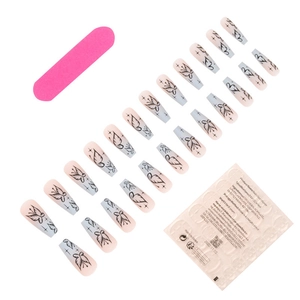 Détails du kit de faux ongles longs dégradés papillon avec lime et autocollants