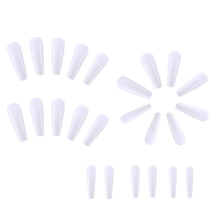 Set di unghie finte bianche lucide lunghe a ballerina in varie misure per manicure