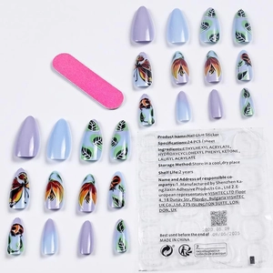 Halloween butterfly insect almond press-on nails set with glue and nail file