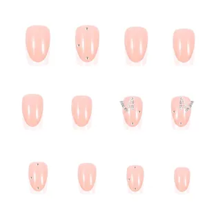 Size chart for 3D butterfly French press-on nails in various widths and lengths