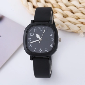 Fashion Simple Square Quartz Watch Minimalist Analog Wristwatch With Rubber Strap For Students Women Men