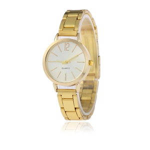 Women Quartz Watch Simple Round Dial Alloy Link Bracelet Analog Display Casual Fashion Wristwatch