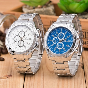 Stylish ORLANDO stainless steel men's watches with tachymeter on a rustic wood background