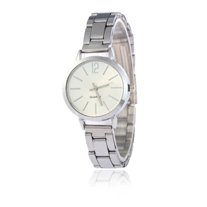 Classic silver quartz watch with stainless steel strap and minimalist round dial