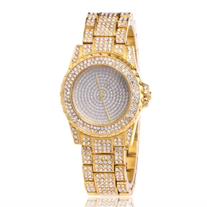 Women Quartz Watch Luxury Rhinestone Alloy Analog Wristwatch Fashion Starry Sky Style Iced Out Elegant Accessory