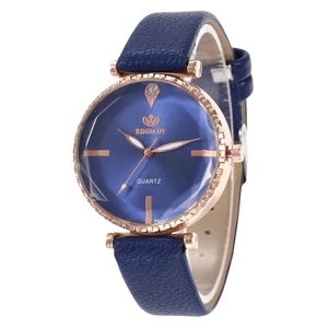 Damen Quarzuhr Strass Facettiertes Glas Rundes Legierungsgehäuse Kunstlederarmband Lässige Mode Armbanduhr
