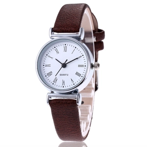 Women Quartz Wrist Watch With Faux Leather Strap Alloy Case Roman Numerals Simple Casual Analog Watch For Ladies