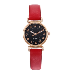 Starry Sky Dial Women Quartz Watch Rose Gold Alloy Case Faux Leather Strap Casual Fashion Wristwatch For Lady