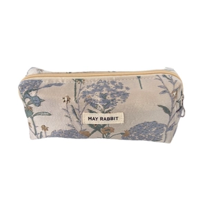 Trousse en tissu jacquard à motif floral rétro avec fermeture éclair en métal