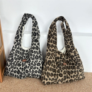 Luipaardprint Pluche Tote Bag Grote Capaciteit Zachte Kunstbont Schoudertas Voor Dames Winter Casual Street Style
