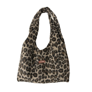 Grote shopper met luipaardprint van imitatiebont en brede schouderband voor dagelijks gebruik