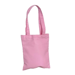Pink canvas tote bag with thick material and sturdy handles for custom branding