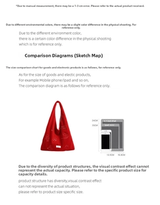 Size comparison of the red embroidered tote bag with a 9.7-inch iPad and mobile phone