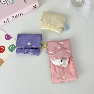 Puffer style padded earphone case for Airpods in yellow, purple and pink colors
