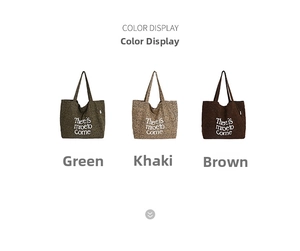 Detailed comparison of floral and solid canvas tote bags in green, khaki, and brown