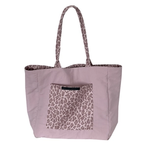 Pink canvas leopard print tote bag with large capacity for commuting and daily wear
