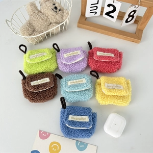 Fleece earphone cases for AirPods in seven colors with soft lamb wool finish