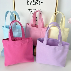 Minimalist canvas tote bags in macaron colors for daily lunch or office storage