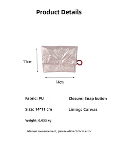 Pink glossy PU coin purse with embossed butterfly pattern and snap closure, 14x11cm