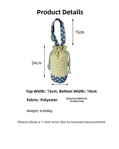Guida alle dimensioni della borsa portabottiglie a quadretti da 24cm per 10cm