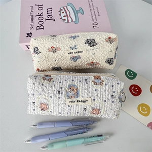 Trousses en coton matelassé avec motifs éléphant et ours, grande capacité de stockage