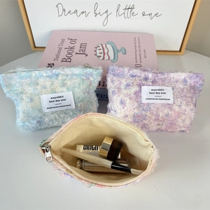 Floral print chiffon makeup bag with large capacity for cosmetics and toiletries