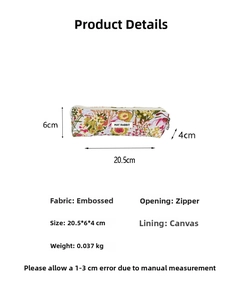 Estuche jacquard floral medidas 20,5x6x4cm con forro de lona detalle interior