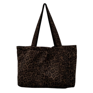 Fashionable large leopard print canvas tote bag with long straps for versatile daily shoulder use
