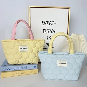 Quilted pastel handbag with macaron colors and MAY RABBIT label for daily use