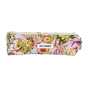 Estuche escolar floral de lona jacquard con gran capacidad y cierre de cremallera