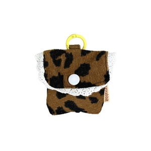 Astuccio per auricolari vintage leopardato in velluto a coste con pizzo e gancio