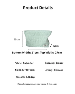 Detailed product dimensions and specifications for this pleated texture makeup pouch